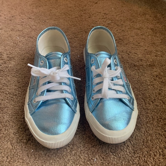 Superga 2750 Metallic Sky Blue Sneakers - Picture 1 of 4